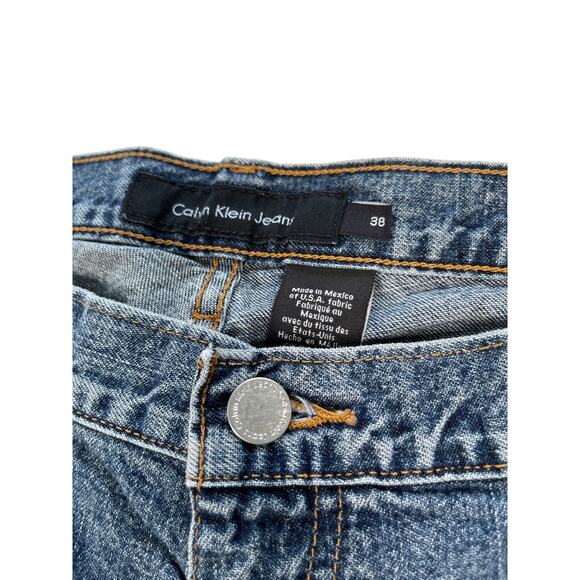 Vintage Calvin Klein Jeans Men 38 x 33 Blue Denim 100% Cotton Boot Cut US Fabric - Picture 7 of 8